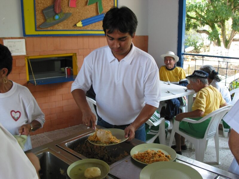 Volunteers with the residents